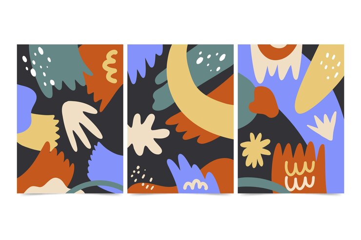 Vector Gratis koleksi sampul bentuk abstrak digambar tangan