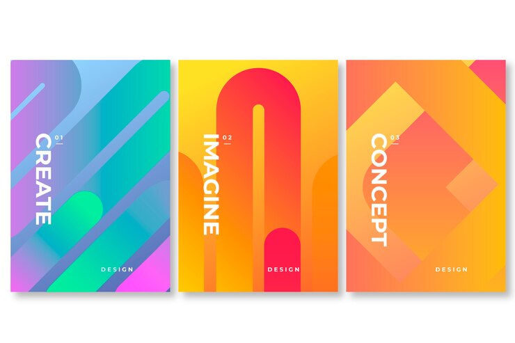 Vector Gratis koleksi sampul bentuk gradien abstrak
