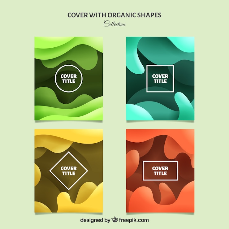 Vector Gratis koleksi sampul dengan bentuk organik