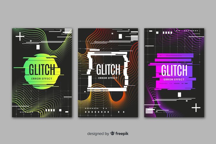 Vector Gratis koleksi sampul efek glitch abstrak