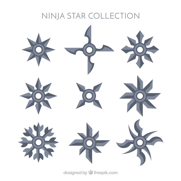 Vector Gratis koleksi shuriken tradisional dengan desain datar