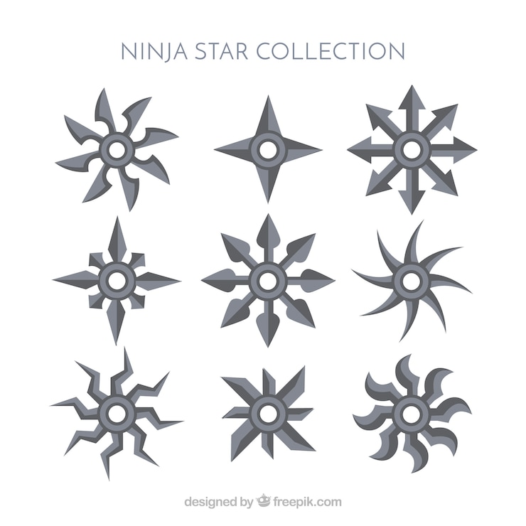 Vector Gratis koleksi shuriken tradisional dengan desain datar