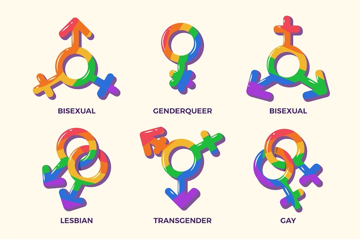Vector Gratis koleksi simbol bulan kebanggaan lgbt datar