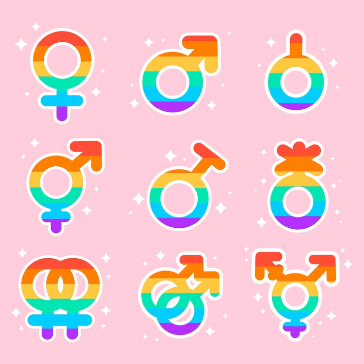 Vector Gratis koleksi simbol bulan kebanggaan lgbt datar