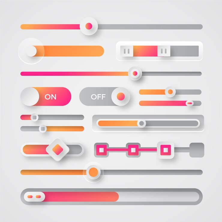 Vector Gratis koleksi slider ui berwarna gradien