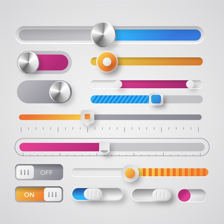 Vector Gratis koleksi slider ui berwarna gradien