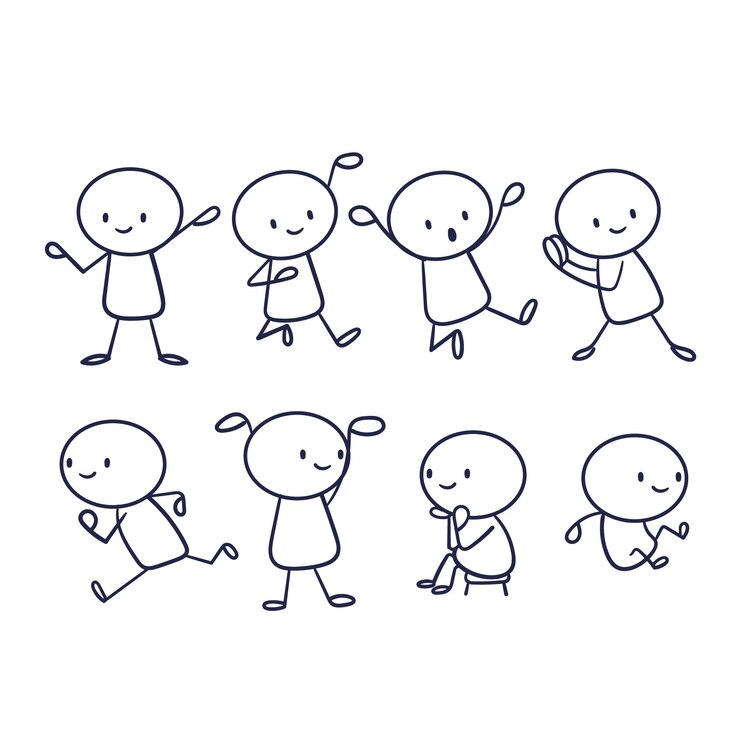 Vector Gratis koleksi stickman digambar tangan