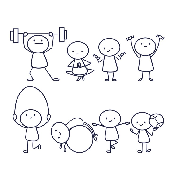 Vector Gratis koleksi stickman digambar tangan