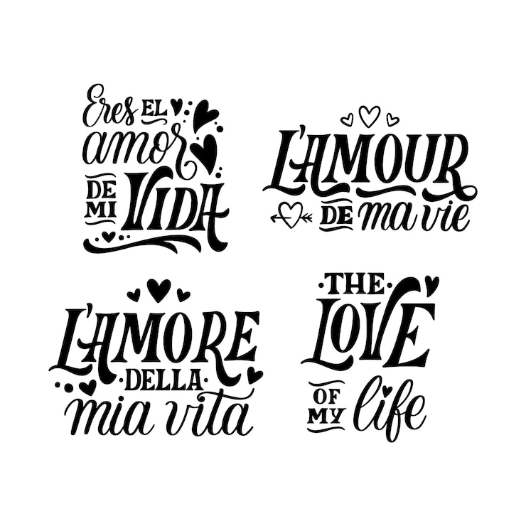 Vector Gratis koleksi stiker frasa cinta huruf