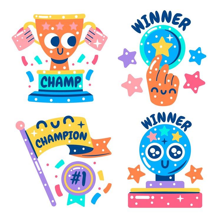 Vector Gratis koleksi stiker juara gemerlap