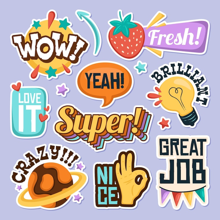 Vector Gratis koleksi stiker kerja bagus dan kerja bagus