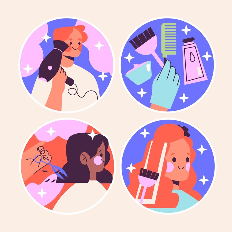 Vector Gratis koleksi stiker penata rambut naif