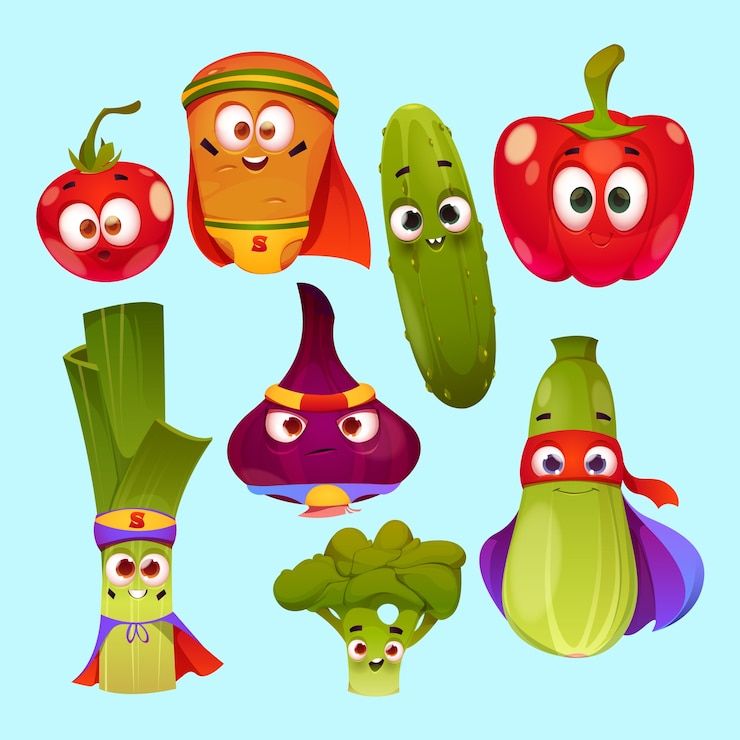 Vector Gratis koleksi stiker sayuran lucu