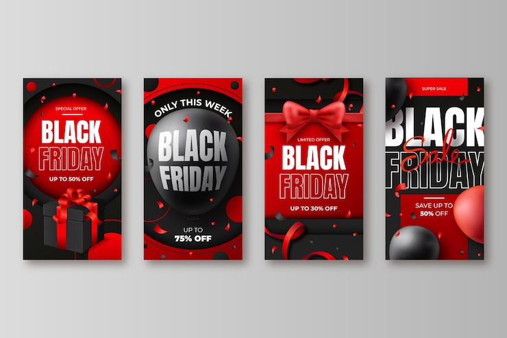 Vector Gratis koleksi story instagram black friday realistis