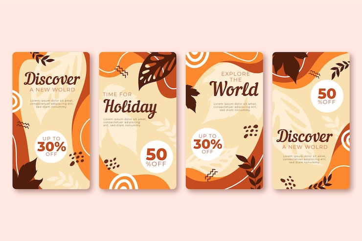 Vector Gratis koleksi story instagram perjalanan yang digambar tangan