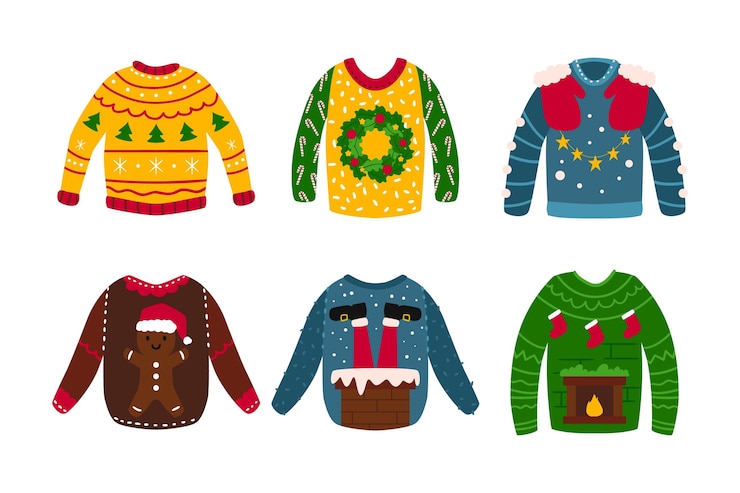 Vector Gratis koleksi sweater jelek digambar tangan