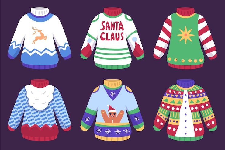 Vector Gratis koleksi sweater jelek digambar tangan