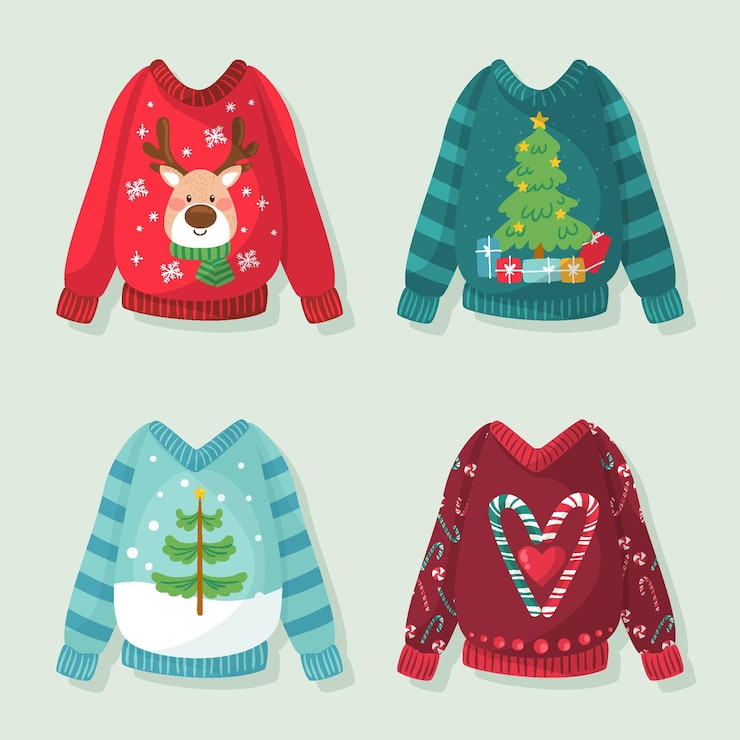 Vector Gratis koleksi sweater jelek digambar tangan