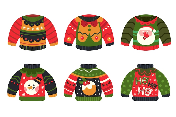 Vector Gratis koleksi sweater jelek digambar tangan