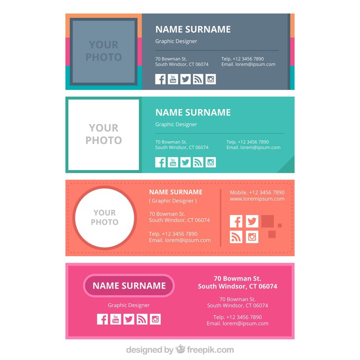 Vector Gratis koleksi tanda tangan email dalam gaya datar