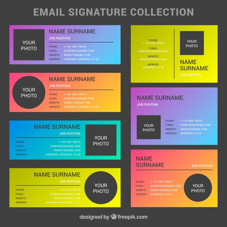 Vector Gratis koleksi tanda tangan email dalam warna gradien