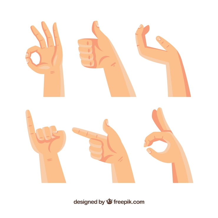 Vector Gratis koleksi tangan dengan berbagai pose dalam gaya datar