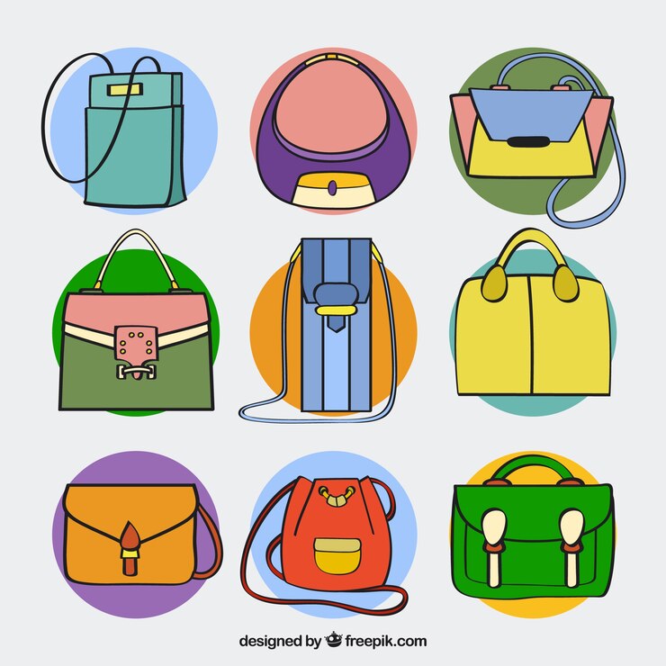 Vector Gratis koleksi tas tangan dalam gaya yang digambar tangan