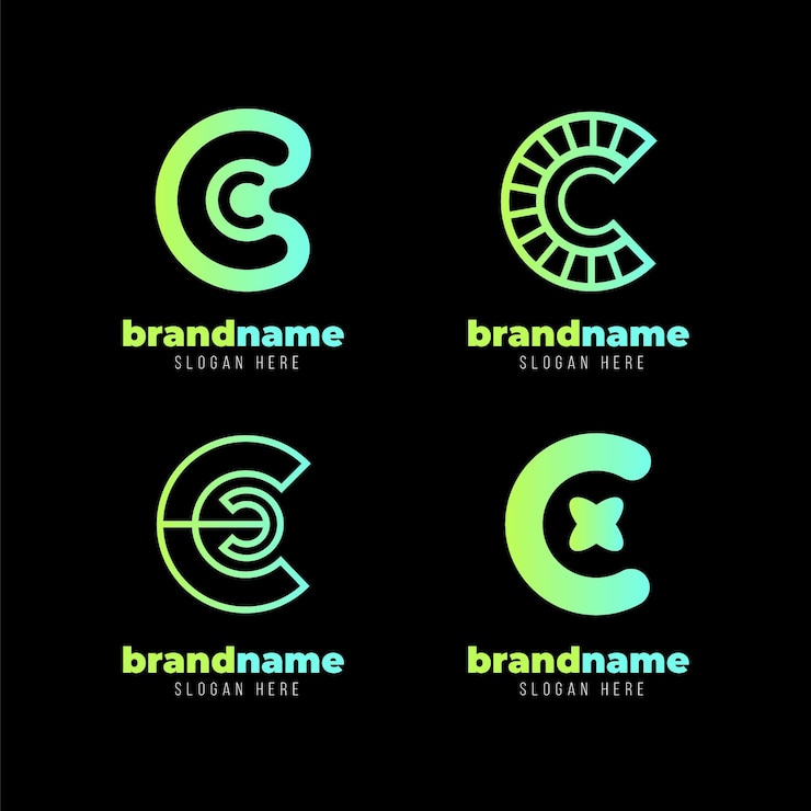 Vector Gratis koleksi templat logo c berwarna gradien