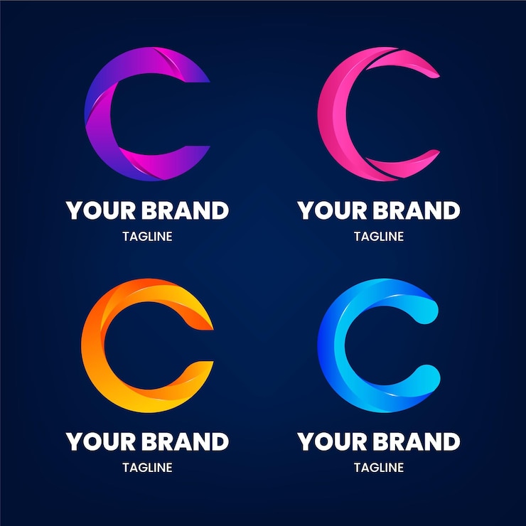 Vector Gratis koleksi templat logo c gradien