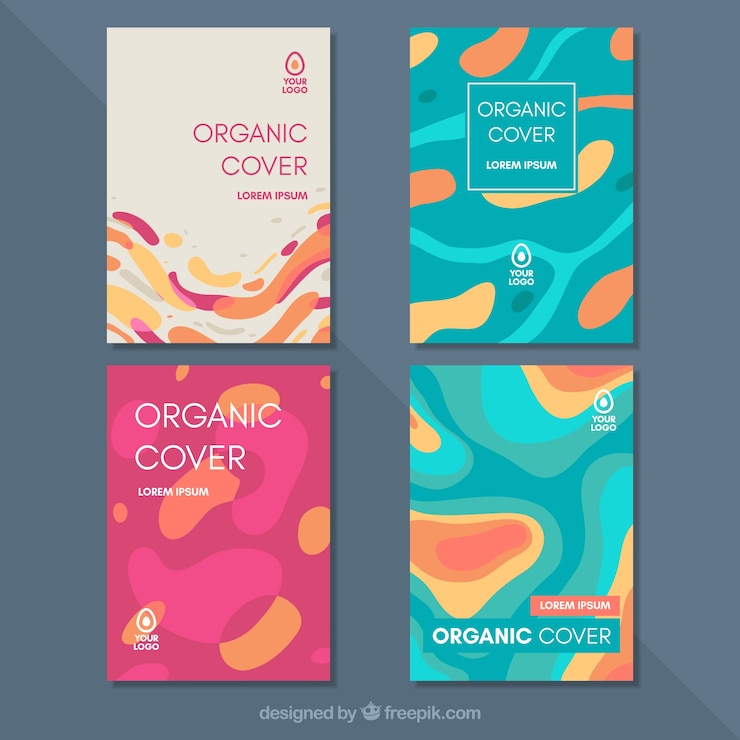 Vector Gratis koleksi templat sampul dengan bentuk organik