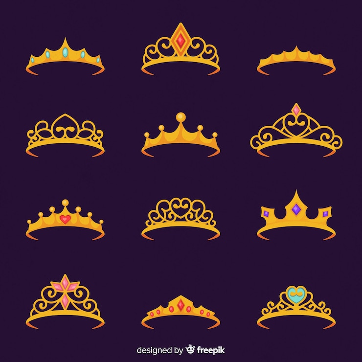 Vector Gratis koleksi tiara putri datar