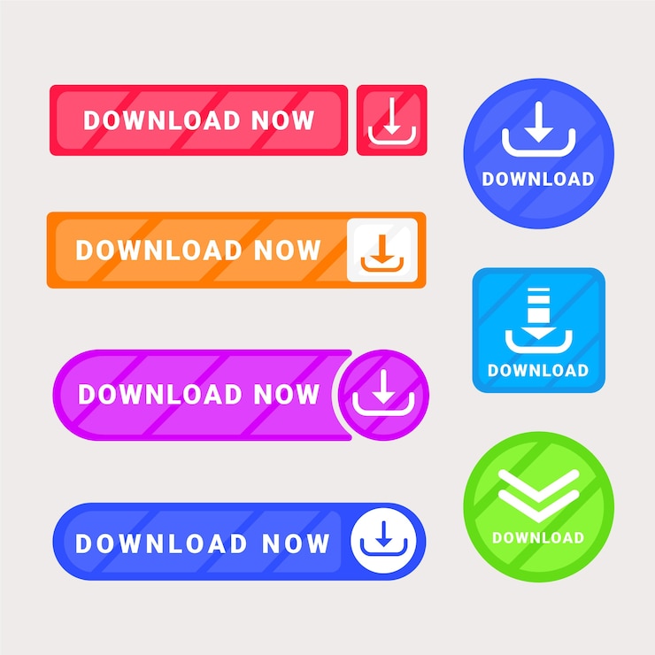Vector Gratis koleksi tombol unduh gratis desain datar