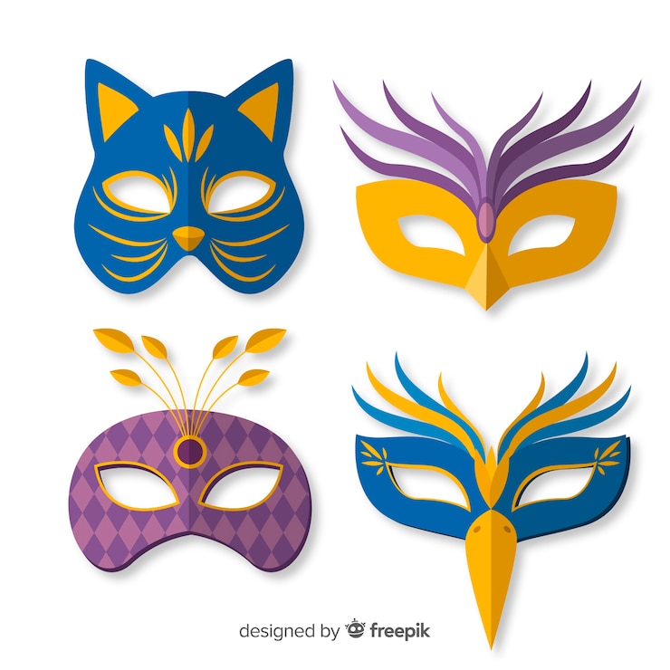 Vector Gratis koleksi topeng karnaval digambar tangan