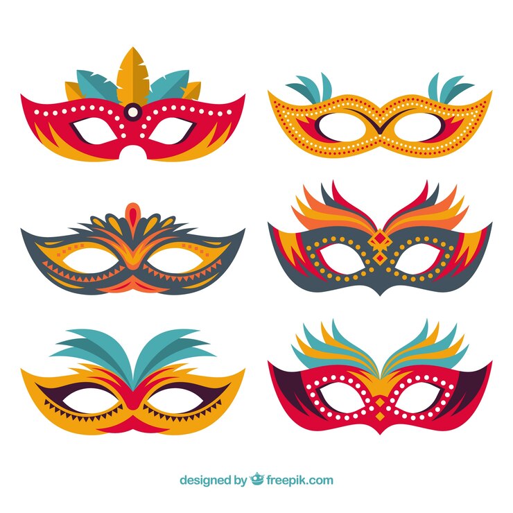 Vector Gratis koleksi topeng karnaval