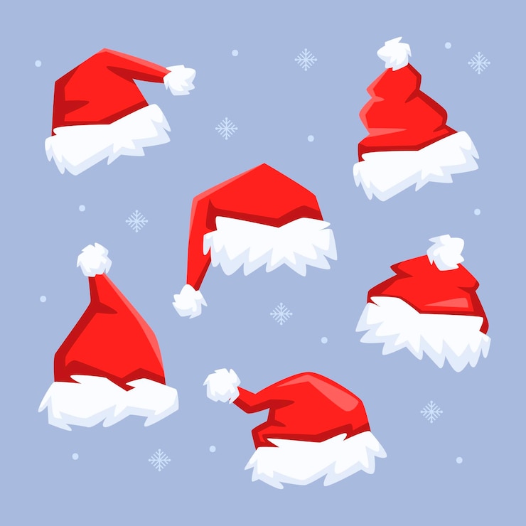 Vector Gratis koleksi topi santa datar