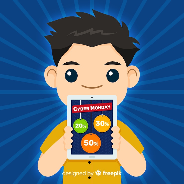 Vector Gratis komposisi cyber monday yang indah dengan desain datar