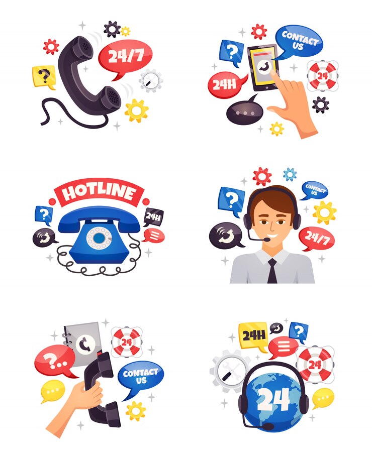 Vector Gratis komposisi datar pusat panggilan dukungan