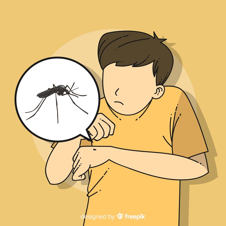 Vector Gratis komposisi gigitan nyamuk yang digambar tangan