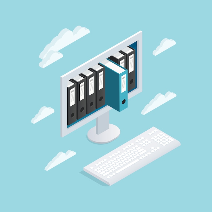 Vector Gratis komposisi isometrik cloud dokumen