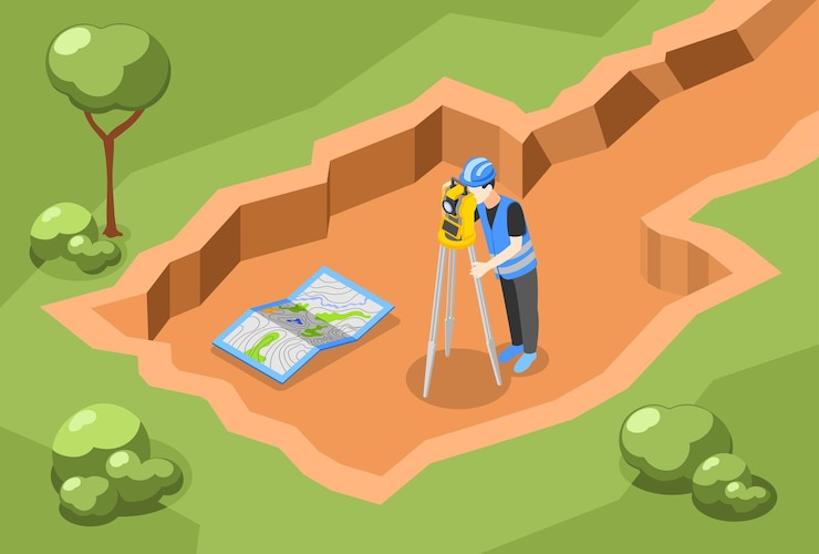 Vector Gratis komposisi isometrik pengukuran geodesik