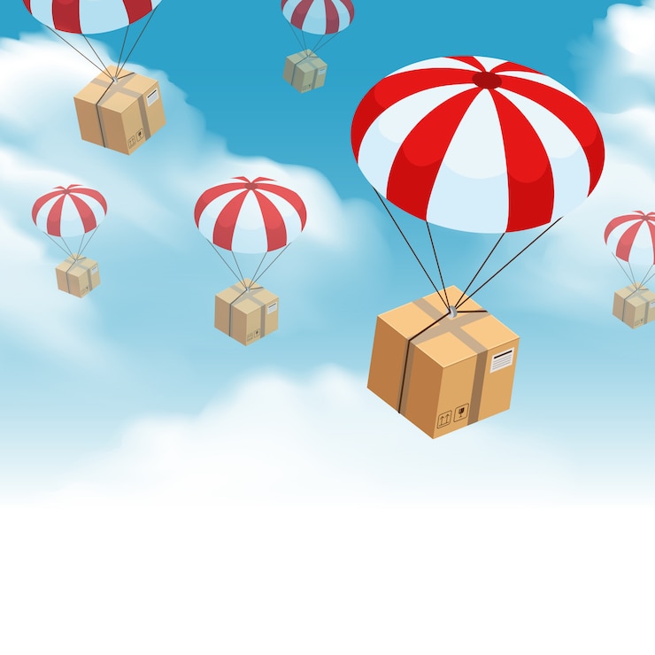 Vector Gratis komposisi pengiriman paket parasut