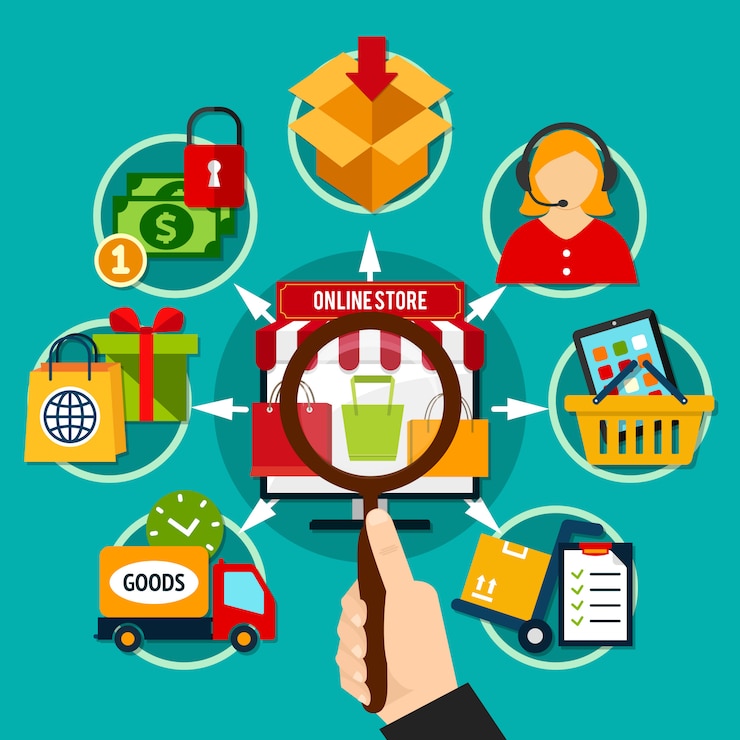 Vector Gratis komposisi toko internet