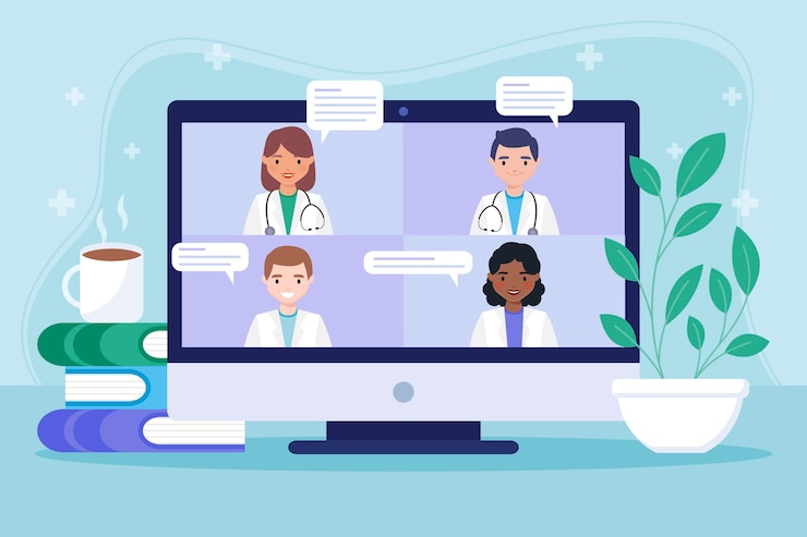 Vector Gratis konferensi medis online desain datar