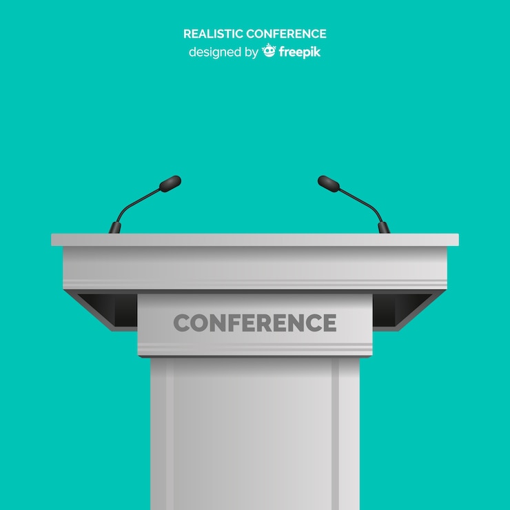 Vector Gratis konferensi mimbar realistis dengan mikrofon