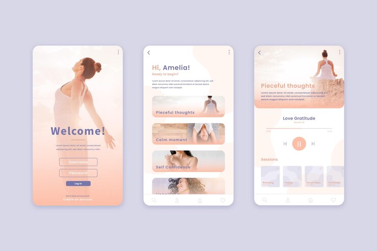 Vector Gratis konsep antarmuka aplikasi meditasi
