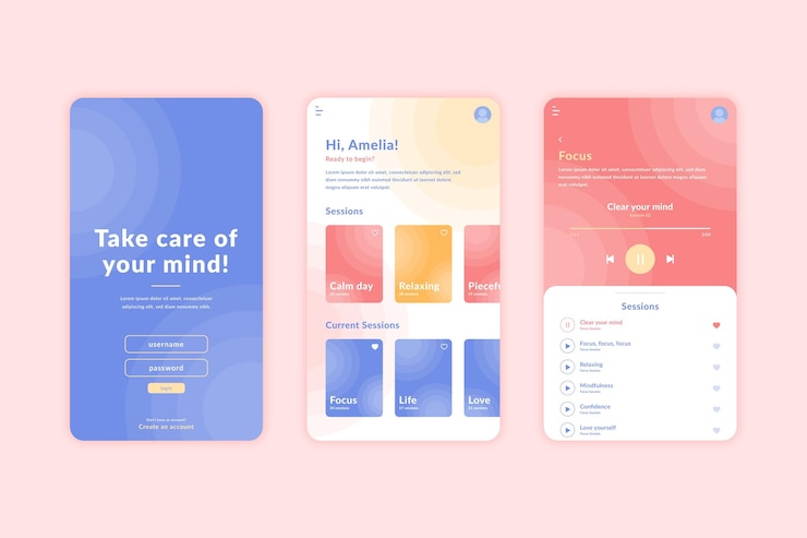 Vector Gratis konsep aplikasi meditasi