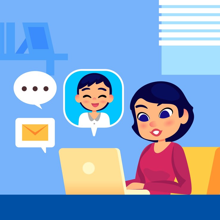 Vector Gratis konsep bekerja dari rumah jarak jauh