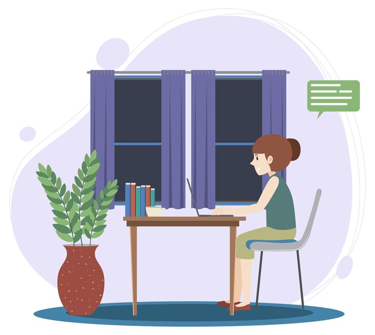Vector Gratis konsep bekerja di rumah dalam desain datar