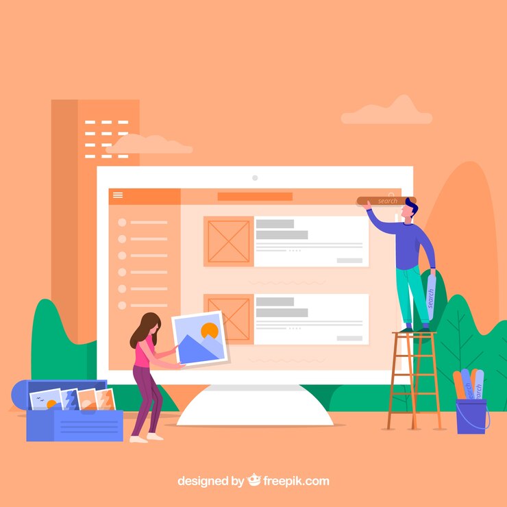 Vector Gratis konsep desain web dengan desain datar