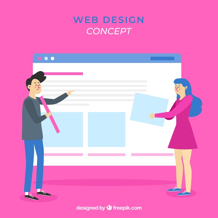 Vector Gratis konsep desain web dengan desain datar